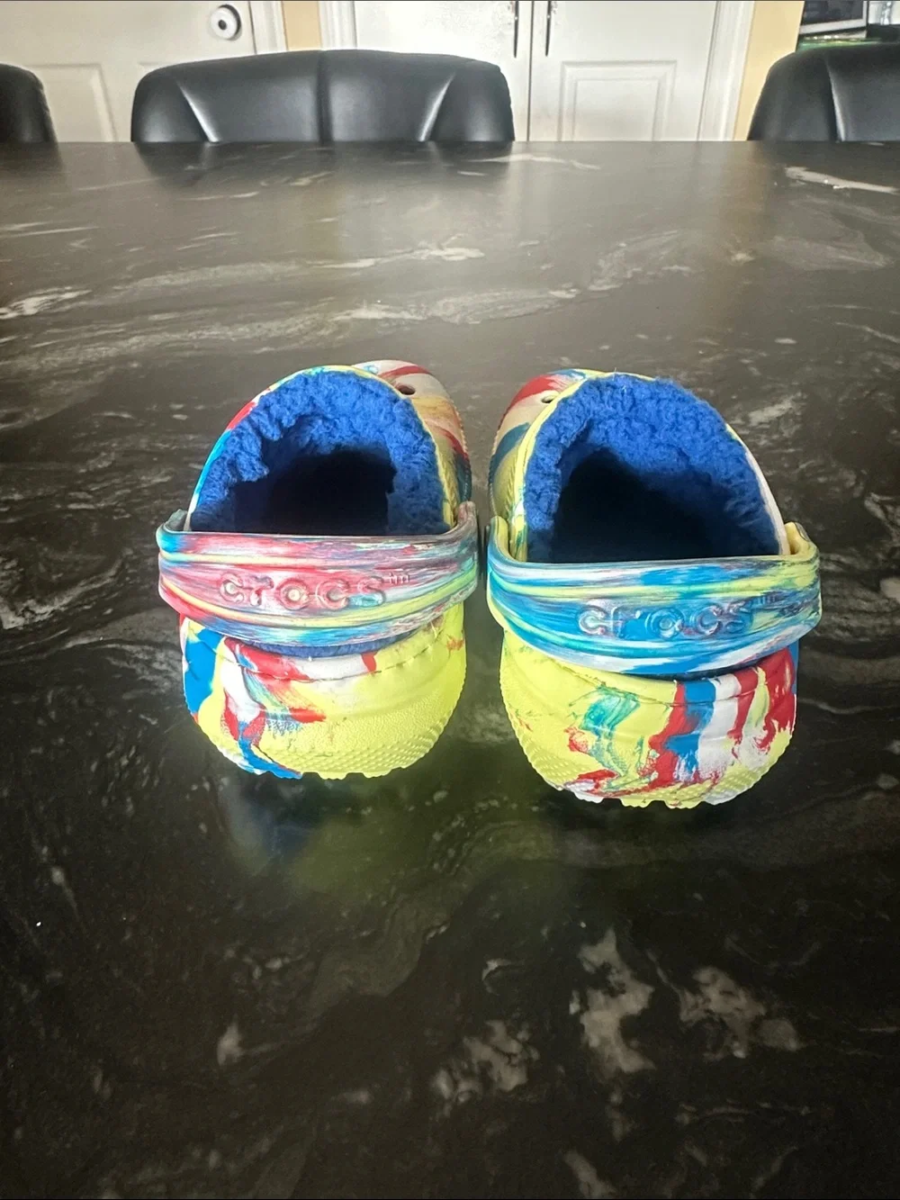 CROCS Kids Tie-Dye Fleece-Lined Clog - Blue/Yellow/Red